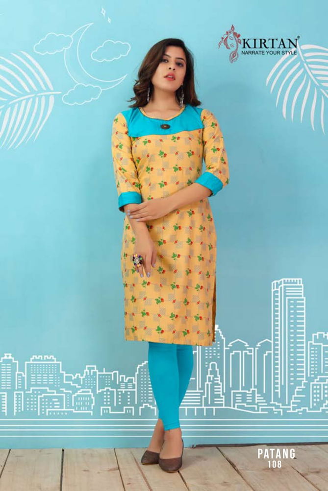 Kirtan Patang Rayon Printed Running Wear Kurti Wholesaler